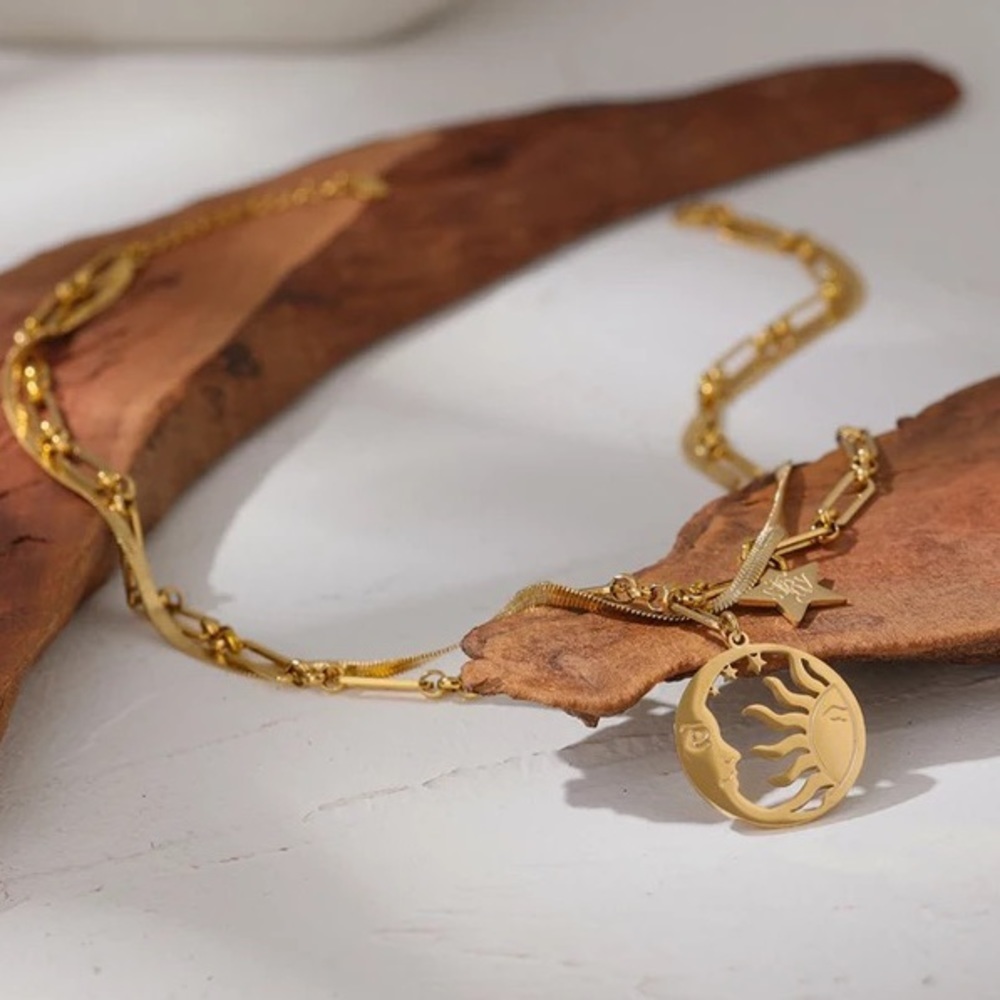 Statement moon and sun necklace - Picture 4 of 7
